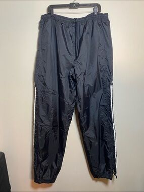 Adidas Black Wind Track Pants with Zip Leg Side 3 Stripes Drawstring 2XL